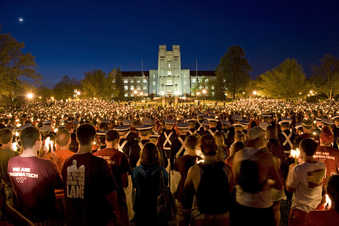 Candlelight vigil on the Drillfield