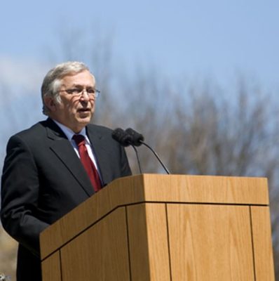 President Charles W. Steger speaking at the Day of Remembrance ceremony