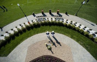 An aerial view of the April 16 Memorial.