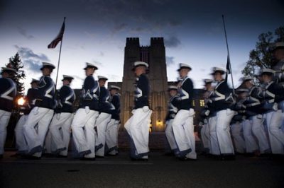Members of The Virginia Tech Corps of Cadets started the candelight vigil with a Silent Drill.
